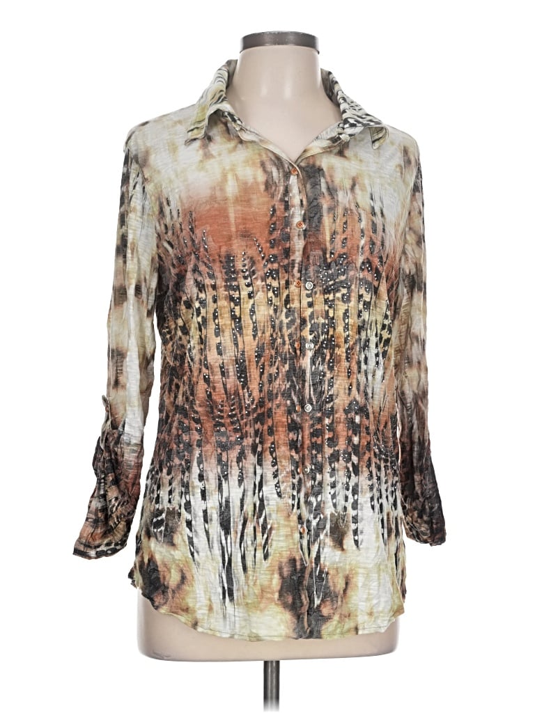 Pre-owned David Cline 3/4 Sleeve Blouse In Ivory