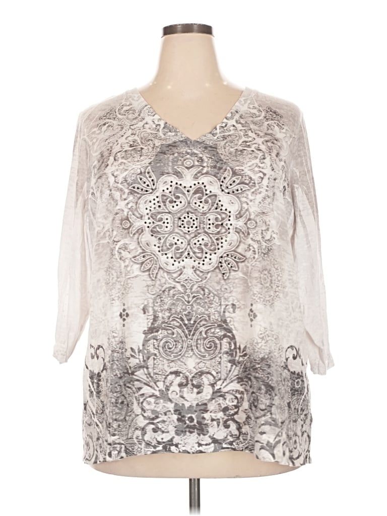 Pre-owned Avenue 3/4 Sleeve T-shirt In Silver