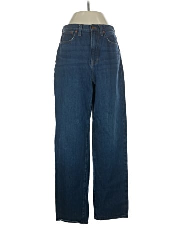 Madewell Baggy Straight Jeans in Dark Worn Indigo Wash (view 1)