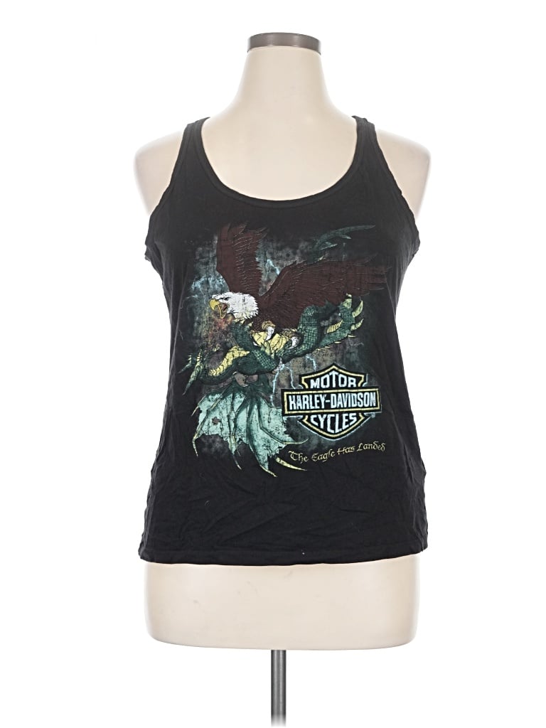 Pre-owned Harley Davidson Tank Top Black Halter Neckline Tops