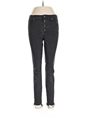 Madewell 9" Mid-Rise Skinny Jeans in Berkeley Black: Button-Through Edition (view 1)