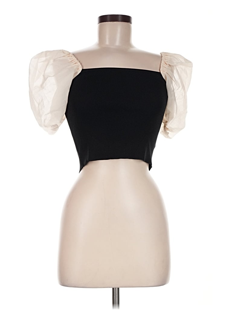 Pre-owned Miou Muse Short Sleeve Top Black Strapless Neckline Tops
