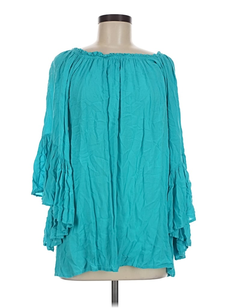 Pre-owned Elan 3/4 Sleeve Blouse In Teal