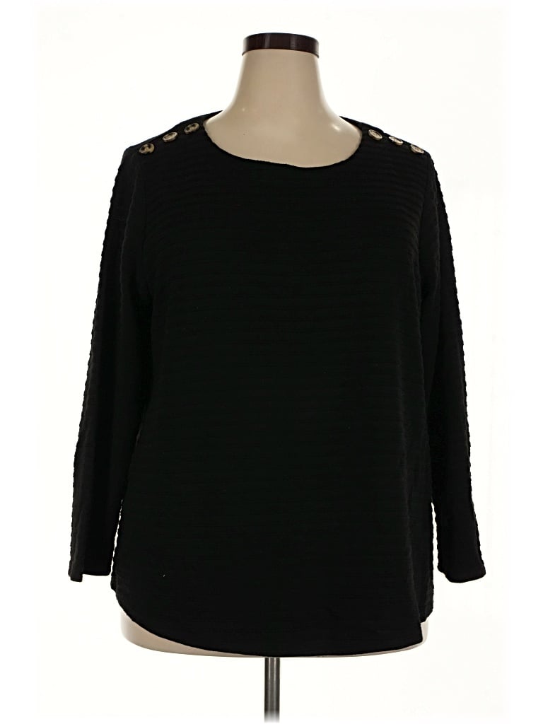 Pre-owned Cj Banks Pullover Sweater In Black