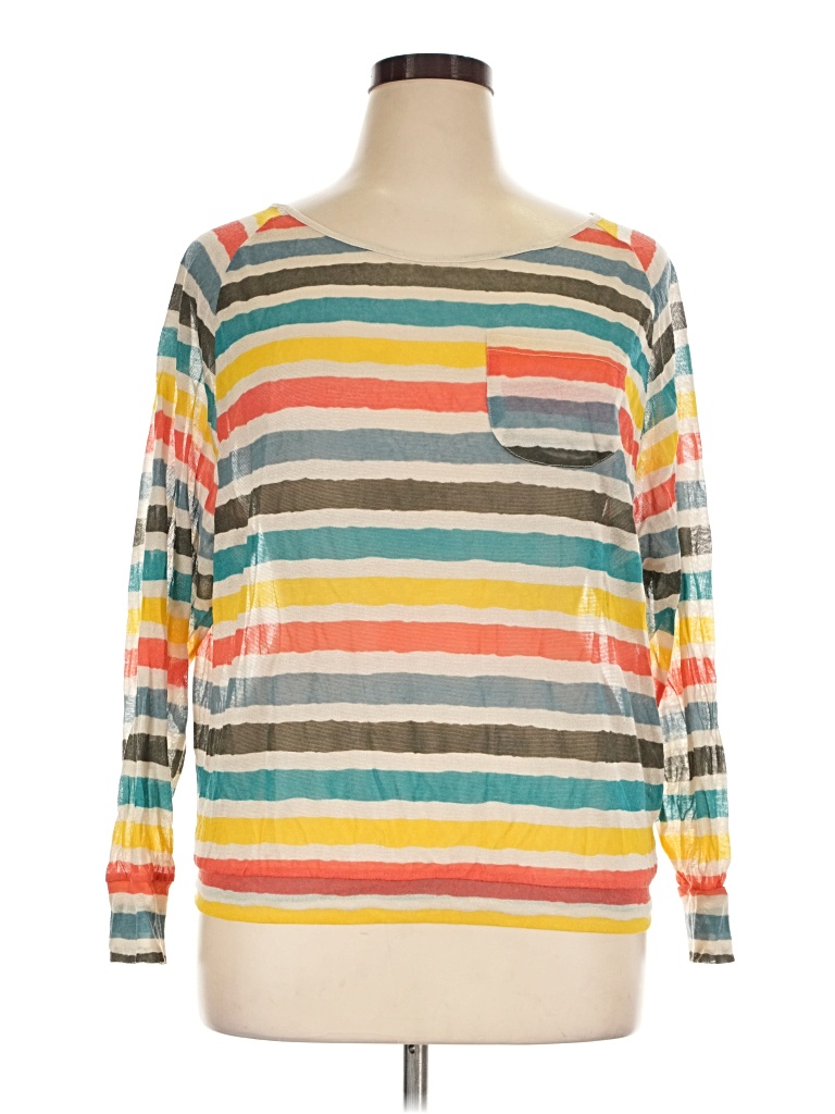 Pre-owned Wet Seal Long Sleeve Top Yellow Boatneck Tops