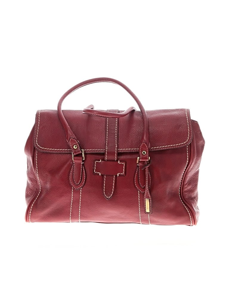 Pre-owned Jaeger Leather Weekender In Burgundy