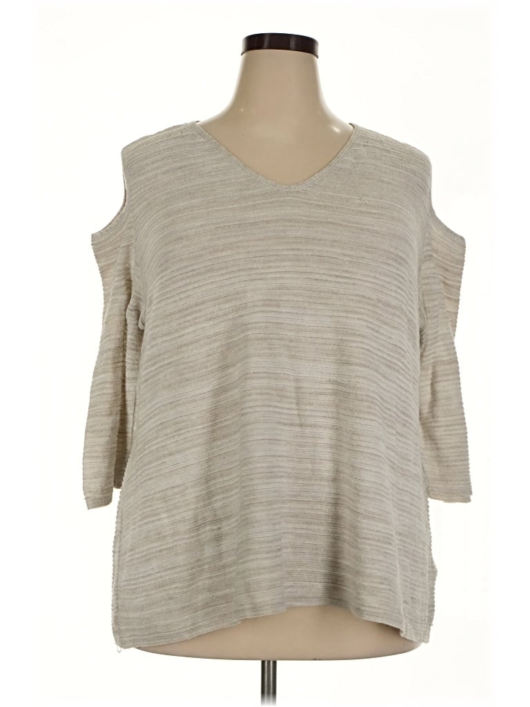 Pre-owned Avenue 3/4 Sleeve T-shirt In Tan