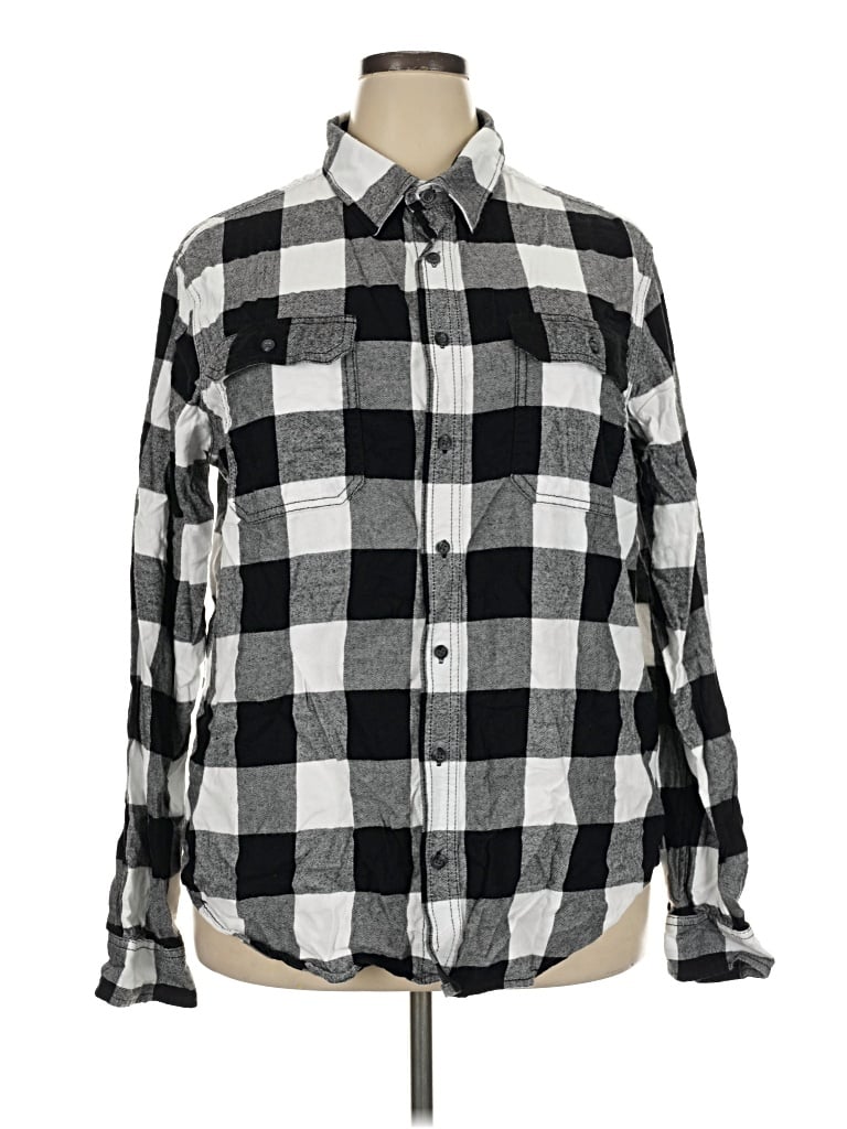 Pre-owned George Long Sleeve Button Down Shirt In Black