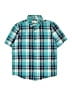Old Navy 100% Cotton Plaid Teal Short Sleeve Button-Down Shirt Size M (kids) - photo 1