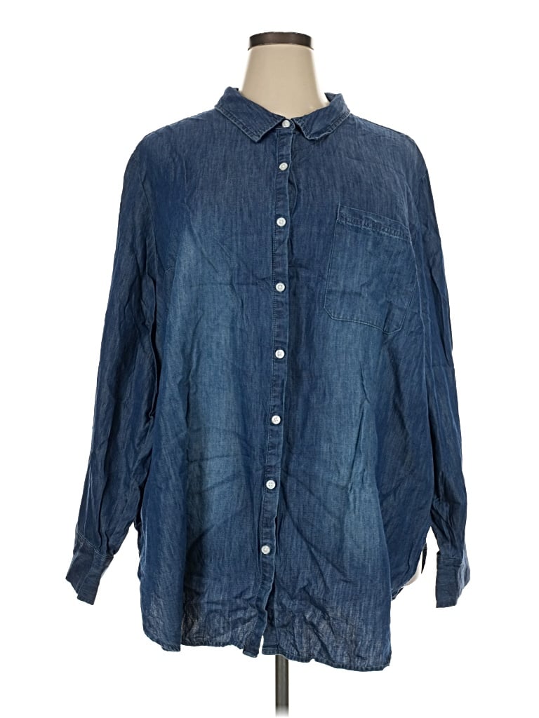 Pre-owned Cato Long Sleeve Button Down Shirt In Blue