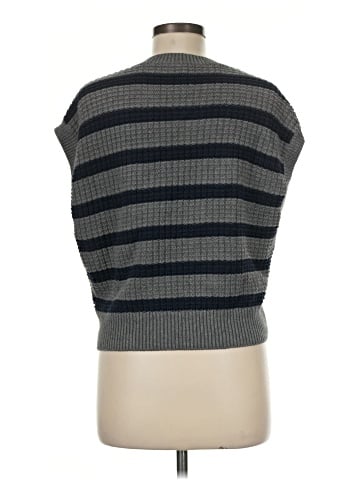 Madewell Waffle-Knit Sweater Vest in Stripe (view 2)