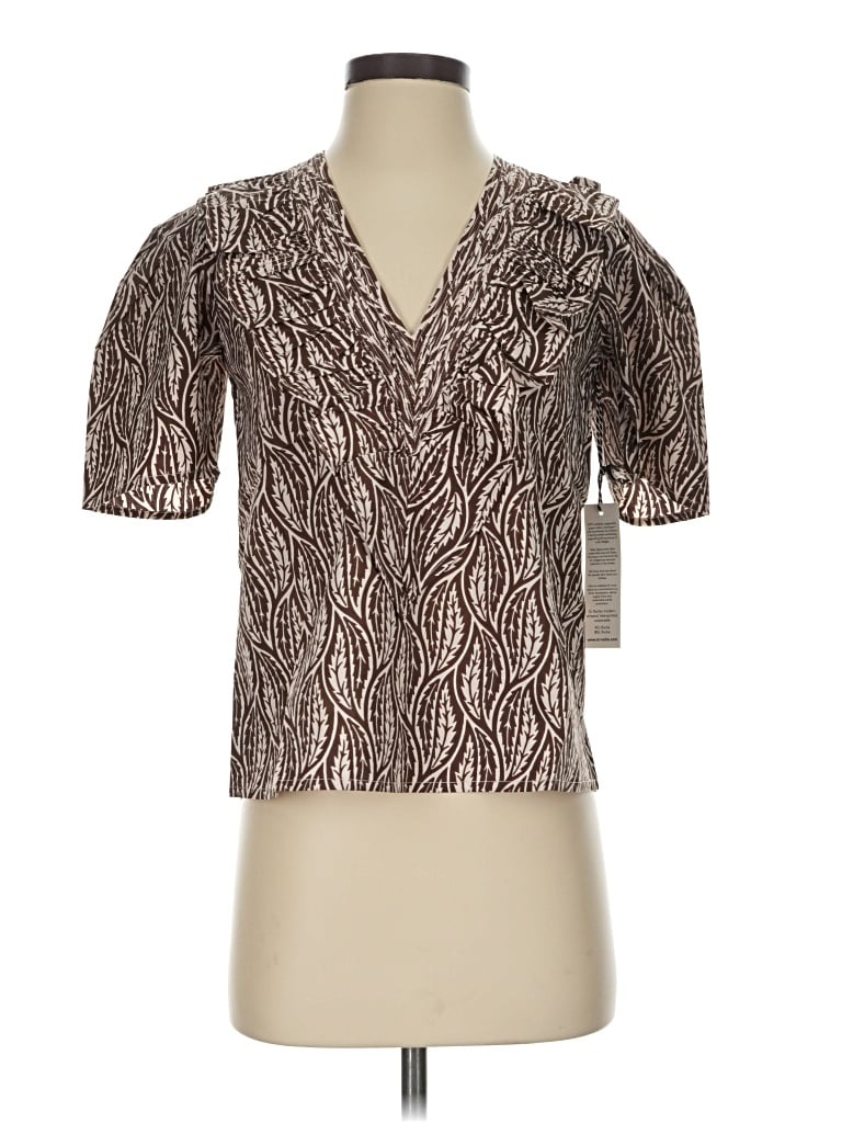 Pre-owned St. Roche Short Sleeve Blouse In Brown