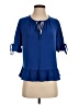 CeCe Blue Short Sleeve Blouse Size S - photo 1