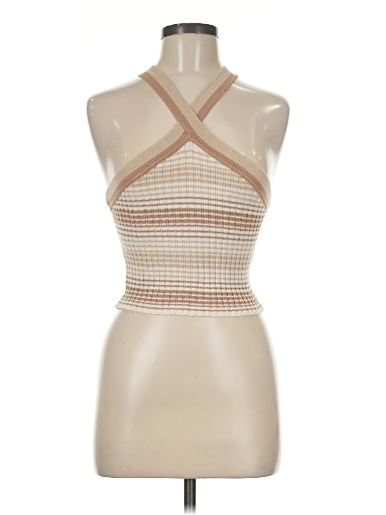 Pre-owned Sincerely Jules Tank Top Tan Halter Neckline Tops