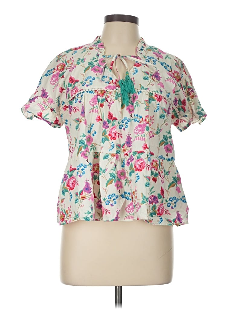 Pre-owned Thml Short Sleeve Blouse In White