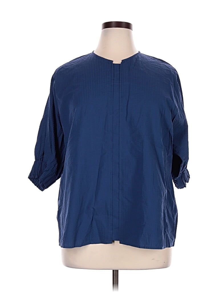 Pre-owned Harshman 3/4 Sleeve Blouse In Blue