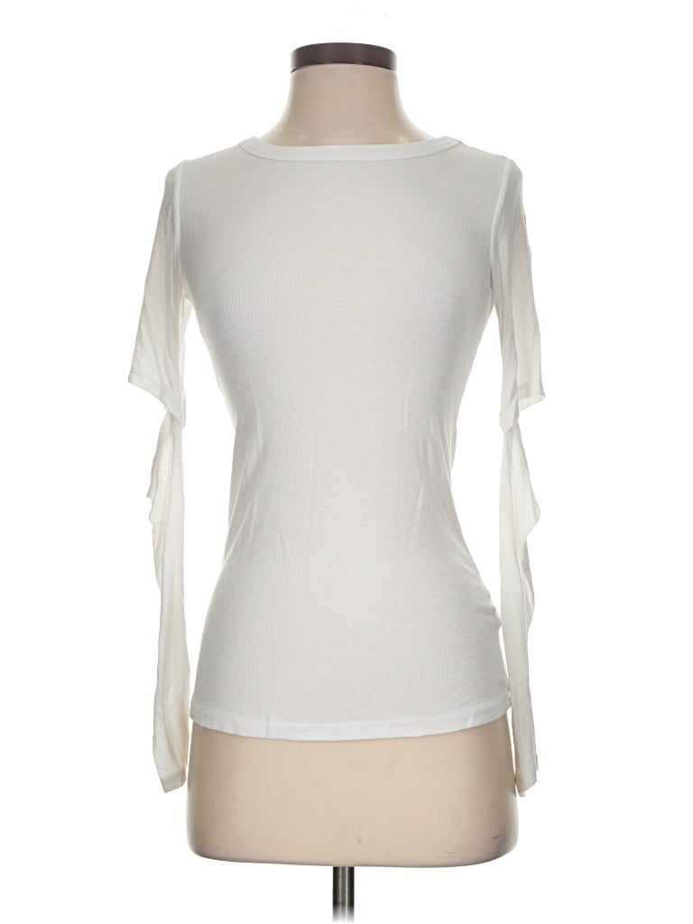 Pre-owned Michael Lauren 3/4 Sleeve Top Ivory Boatneck Tops