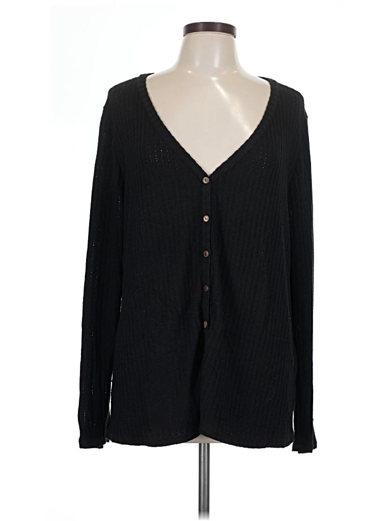 Pre-owned Gilli Long Sleeve Henley Shirt In Black