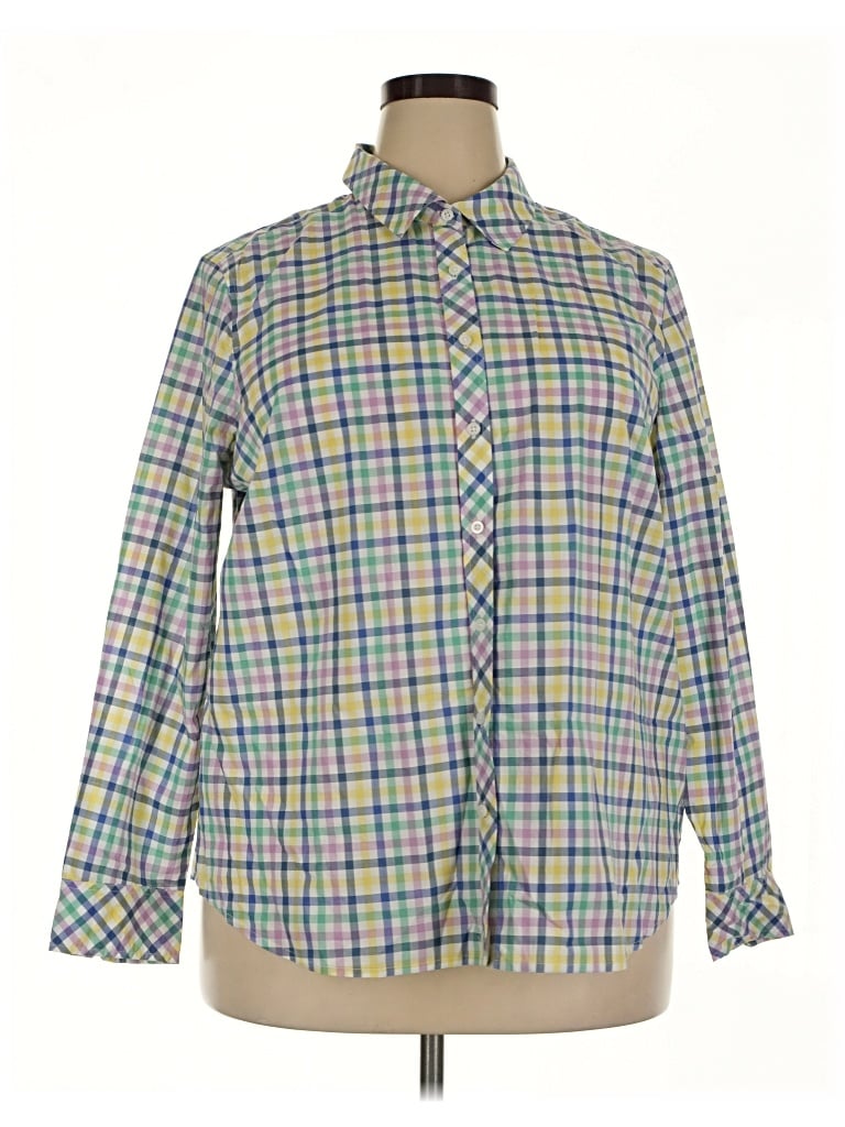 Pre-owned Talbots Outlet Long Sleeve Button Down Shirt In Green
