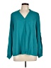 Jennifer Lopez 100% Polyester Teal Long Sleeve Blouse Size L - photo 1