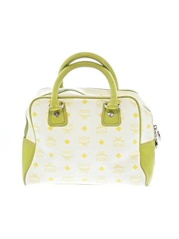 MCM Green and White Visetos Double Pocket Satchel Leather Satchel (view 2)