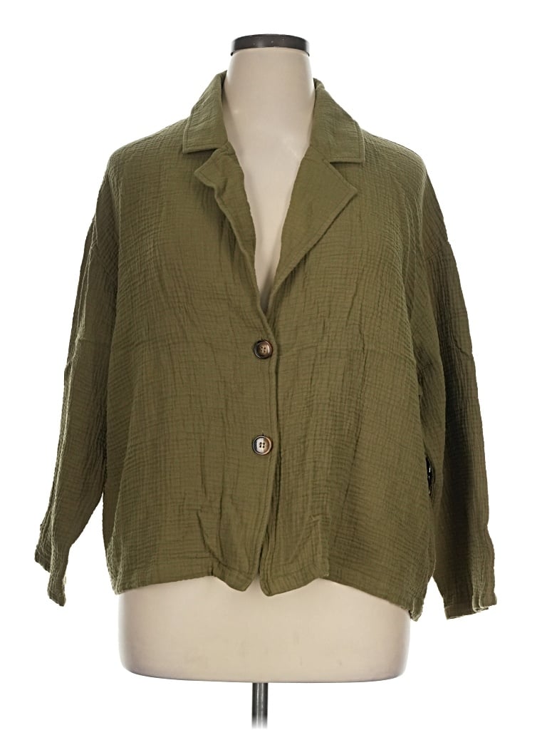 Pre-owned Lumiere 3/4 Sleeve Button Down Shirt In Green