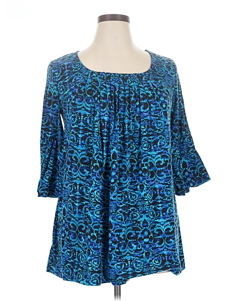 Pre-owned Just My Size 3/4 Sleeve Blouse In Blue