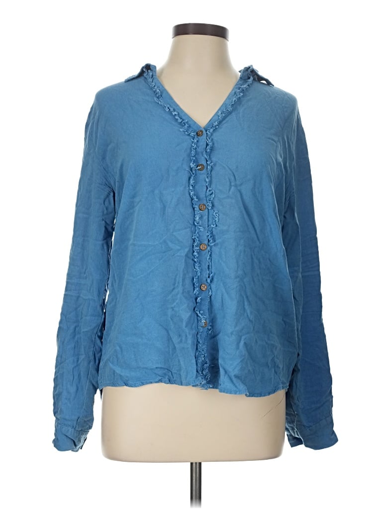 Pre-owned Cato Long Sleeve Blouse In Blue