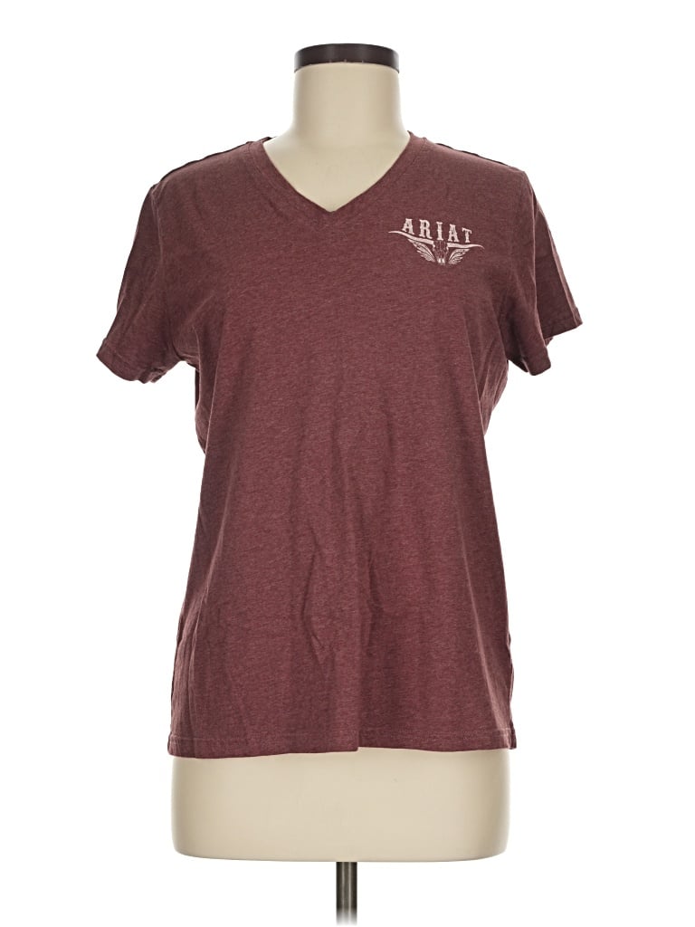 Pre-owned Ariat Short Sleeve T-shirt In Burgundy