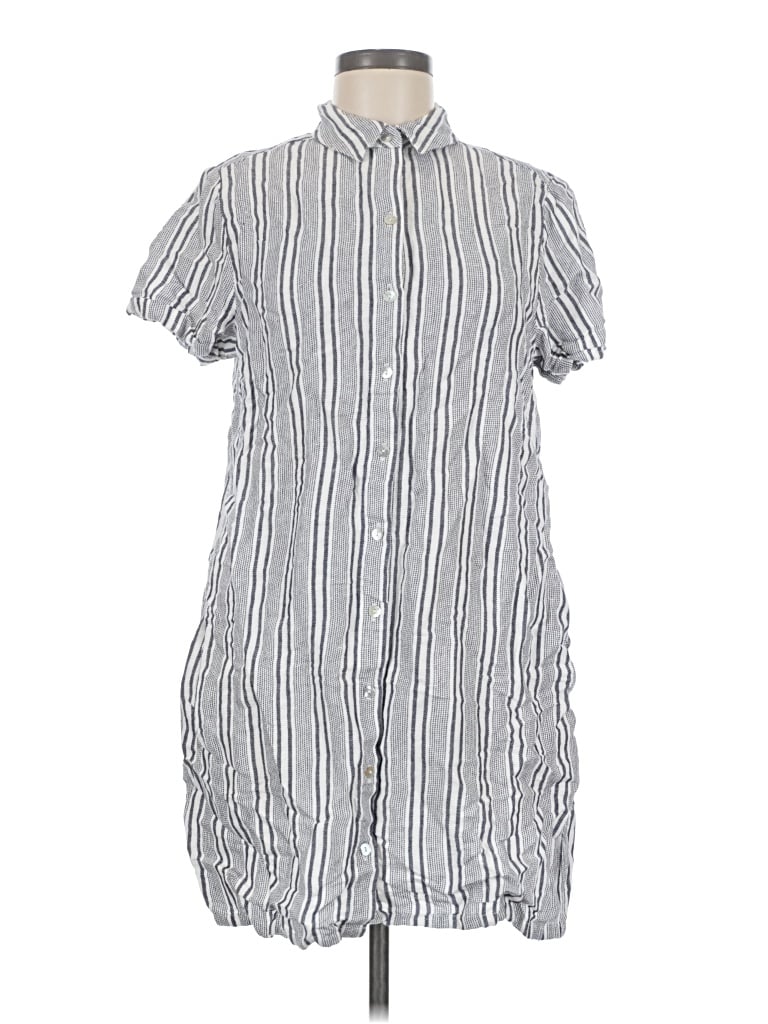 Pre-owned Sigrid Olsen Short Sleeve Button Down Shirt In Silver