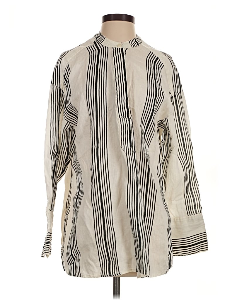 Pre-owned H&m Long Sleeve Blouse In Ivory