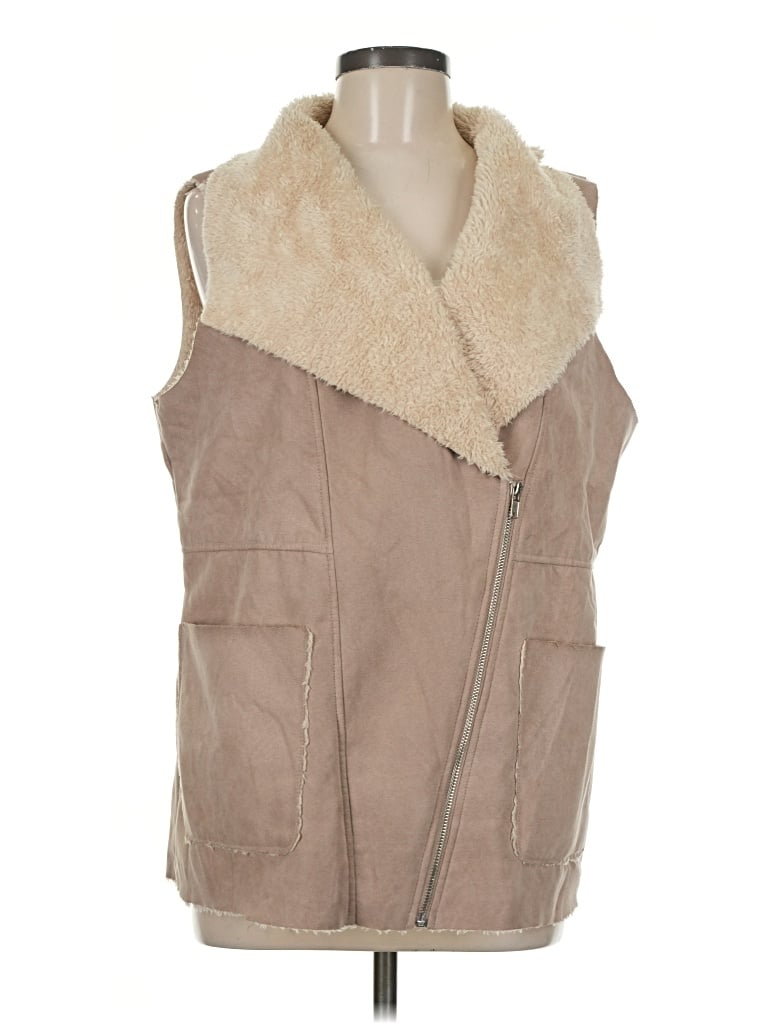 Pre-owned Entro Faux Fur Vest In Tan