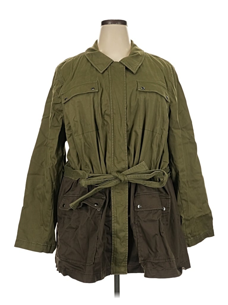 Pre-owned Lane Bryant Trenchcoat In Green