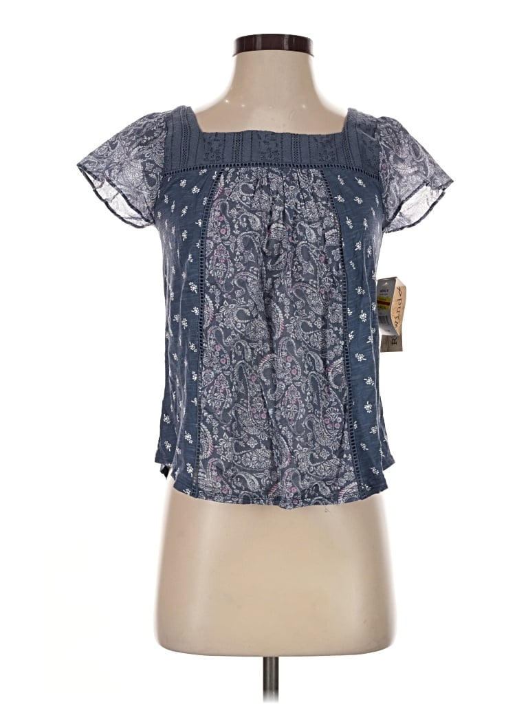 Rewind Short Sleeve Blouse In Blue