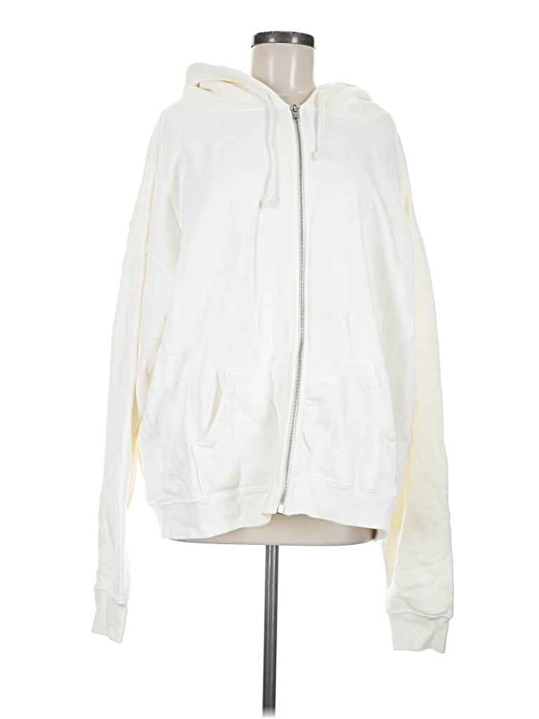 Pre-owned Set Active Zip Up Hoodie In White
