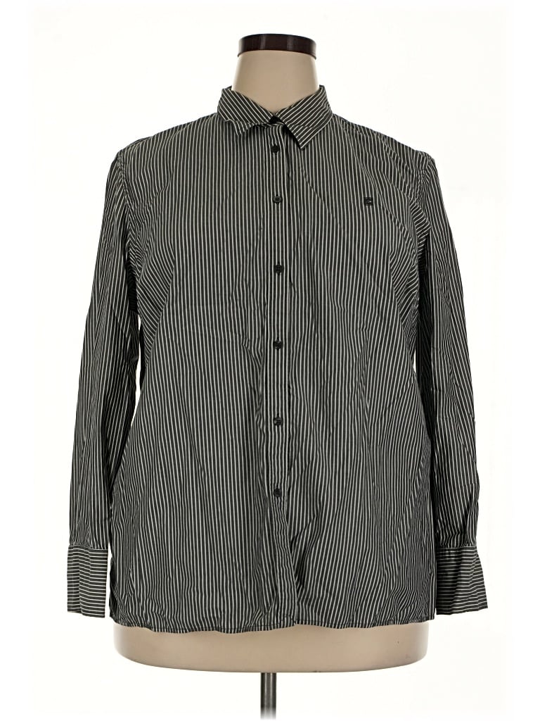 Pre-owned Chaps Long Sleeve Button Down Shirt In Gray