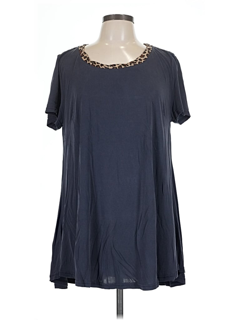 Pre-owned Umgee Short Sleeve Top Blue Scoop Neck Tops