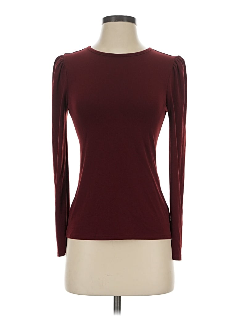 Pre-owned Express Outlet 3/4 Sleeve T-shirt In Burgundy