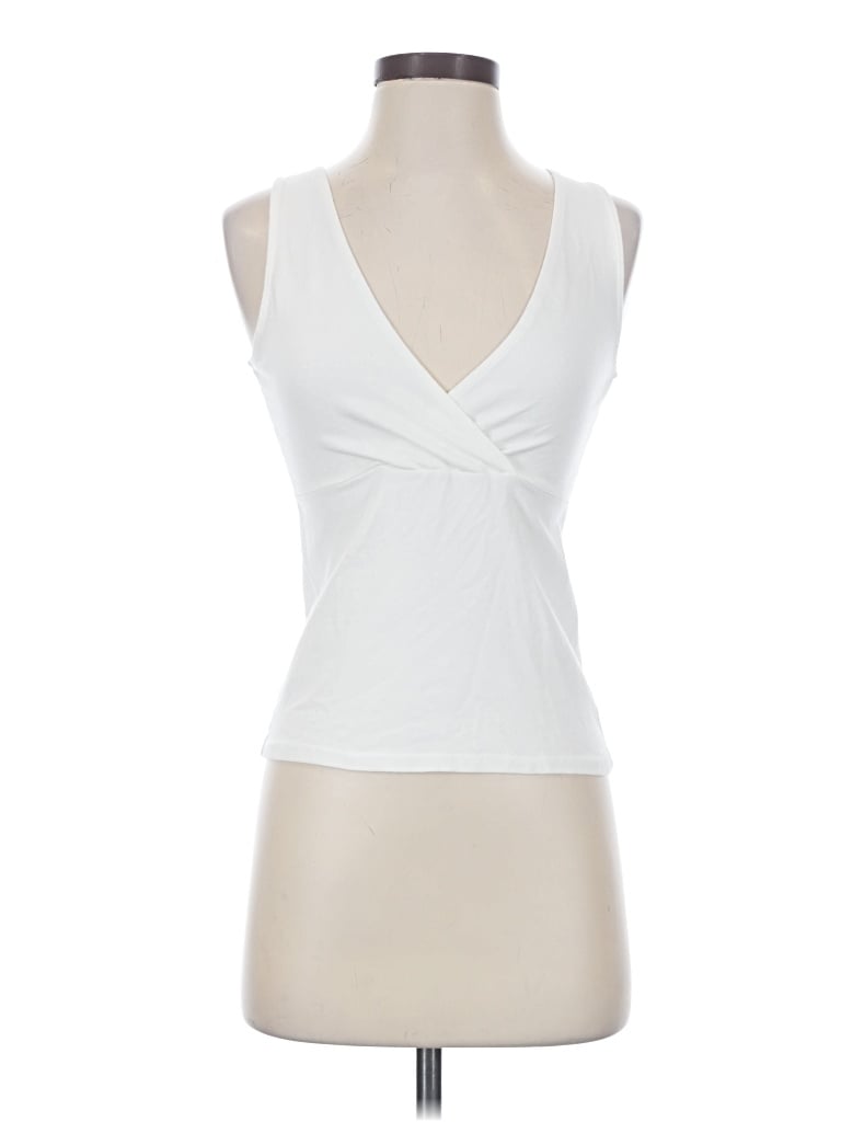 Pre-owned George Tank Top White Plunge Neckline Tops