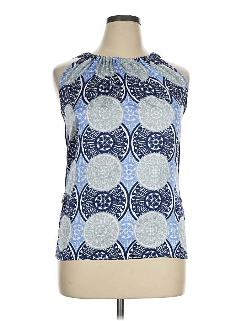 Pre-owned August Silk Sleeveless Blouse In Blue