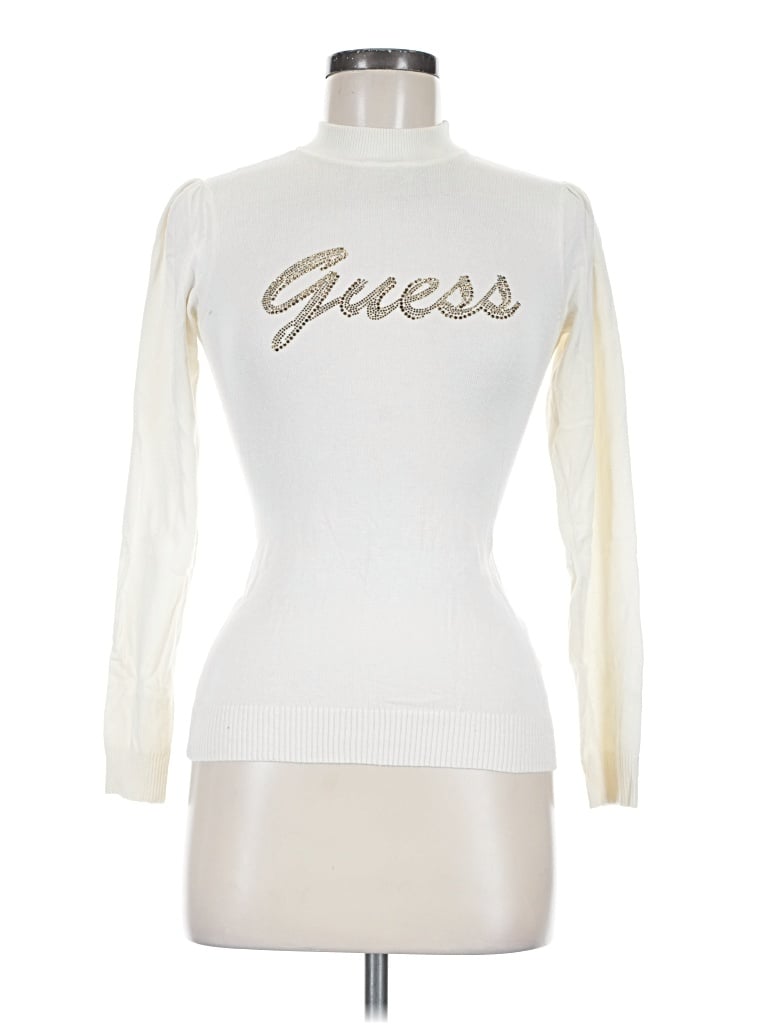 Pre-owned Guess Turtleneck Sweater In Ivory