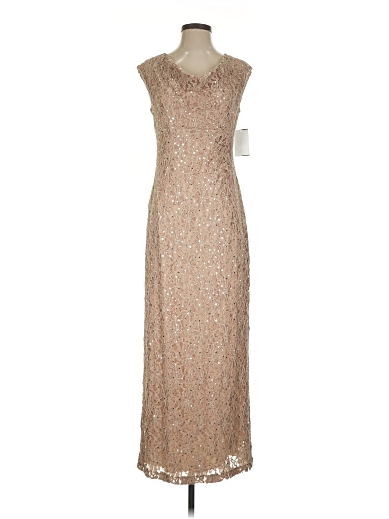 Connected Apparel Cocktail Dress In Tan