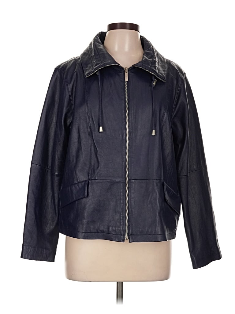 Pre-owned Chico's Leather Jacket In Blue