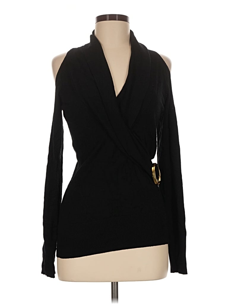 Pre-owned Caché Long Sleeve Top Black One Shoulder Neckline Tops