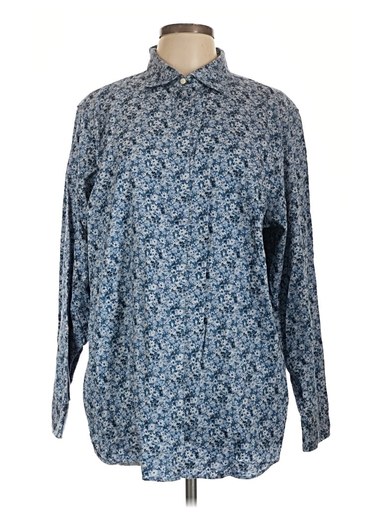 Pre-owned Chaps Long Sleeve Button Down Shirt In Blue