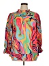 Unbranded 100% Polyester Print Orange 3/4 Sleeve Blouse Size 0X - photo 1