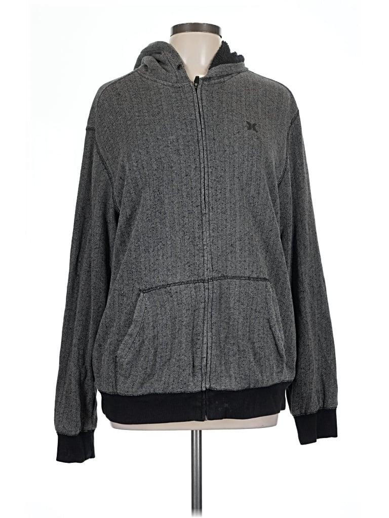 Pre-owned Hurley Zip Up Hoodie In Gray