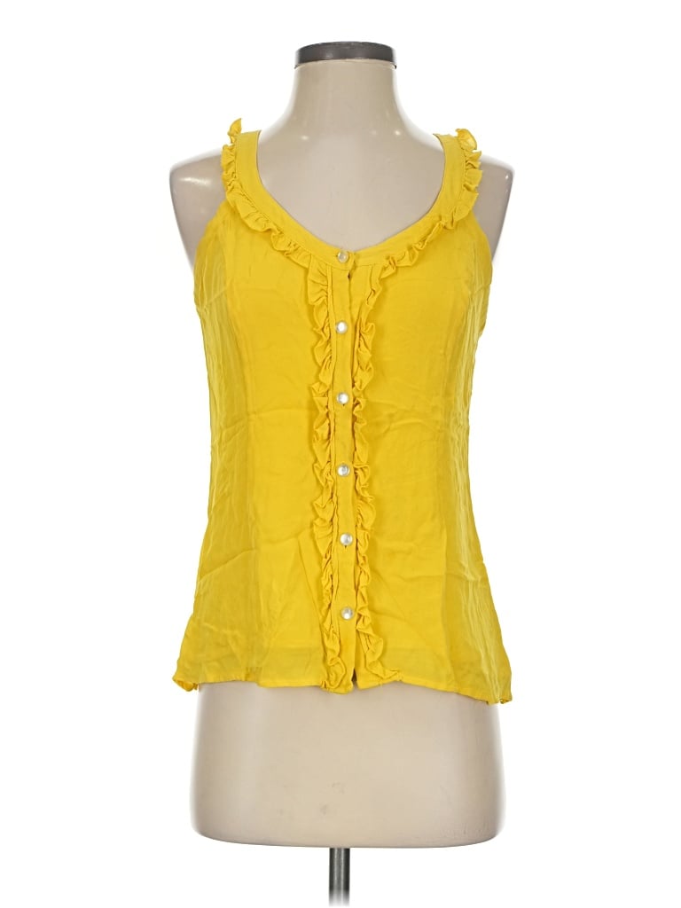 Pre-owned Walter Sleeveless Silk Top Yellow Halter Neckline Tops