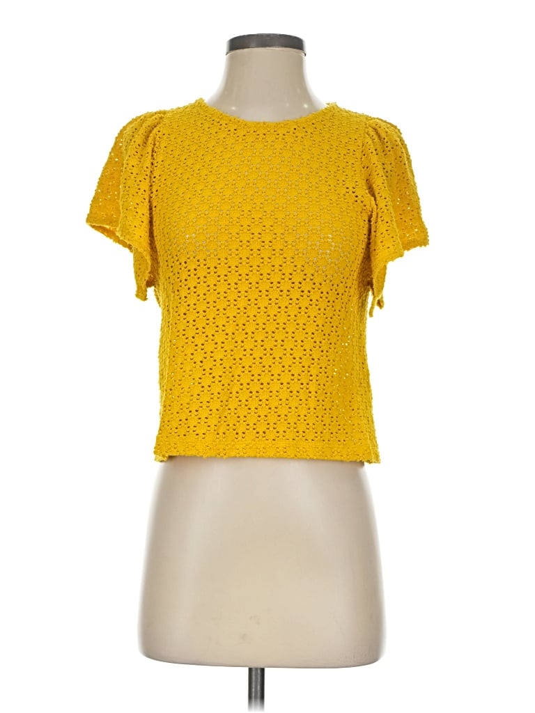Pre-owned Texture & Thread Madewell Short Sleeve Top Yellow Square Neckline Tops