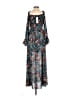 AaKaa 100% Polyester Paisley Blue Teal Casual Dress Size S - photo 2